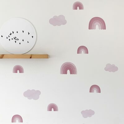 Rainbow wall stickers old pink shades
