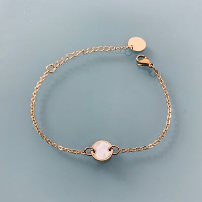 Bracelet femme gourmette nacre en acier inoxydable