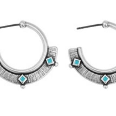 Ethnic earrings 3 turquoise rhombuses