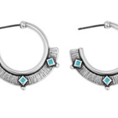 Boucles d'oreilles ethniques 3 losanges turquoises