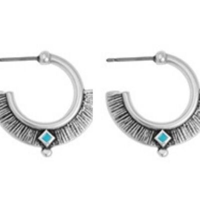 Boucles d'oreilles ethniques 1 losange turquoise