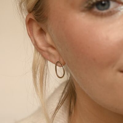 9ct Gold Hammered Hand Formed Oval Stud Earrings