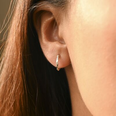 Silver Mini Organic Hoop Earrings