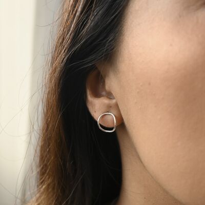 Silver Flow Stud Earrings