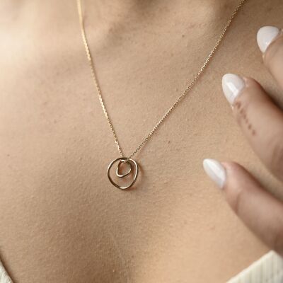 9ct Gold Duo Flow Pendant Necklace