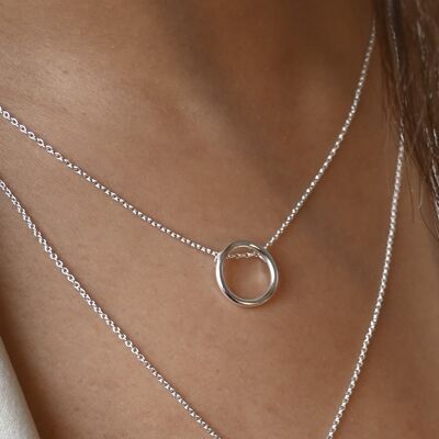 Silver Minimal Circle Slider Pendant Necklace