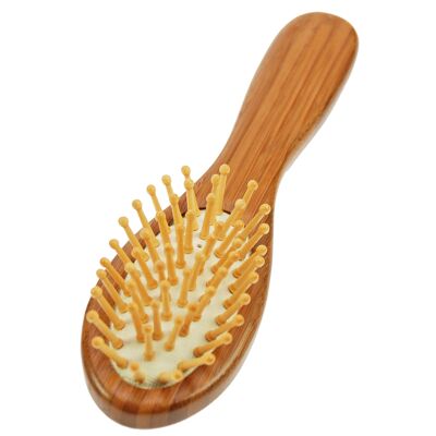 Spazzola per capelli, legno di bambù, spille in legno con pomelli, 18 x 5 cm