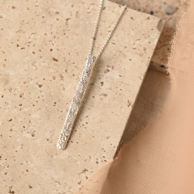 Silver Molten Bar Slider Pendant Necklace