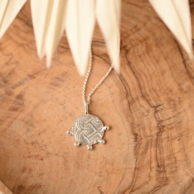 Silver Tesoro Coin Fragment Pendant Necklace