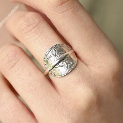 Silver Tesoro Split Coin Ring