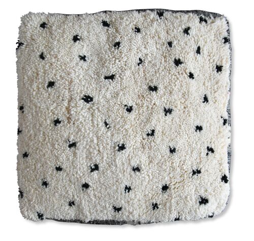 Dotted Beni Ourain pouf with Zanafi sides - Floor cushion cover