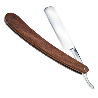 Razor made of Spanish carbon steel, rosewood real wood shell, length 17.5 cm