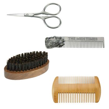 Barbe dans un étui avec peigne à barbe, brosse à barbe, ciseaux et peigne à poussière 3