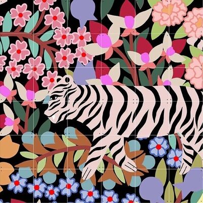 IXXI - Tiger in Flowers L - Wandkunst - Poster - Wanddekoration