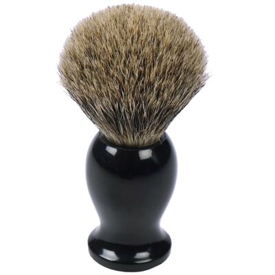 Shaving brush plucked back badger hair, black plastic handle Height: 11 cm, ring Ø 21.5 mm