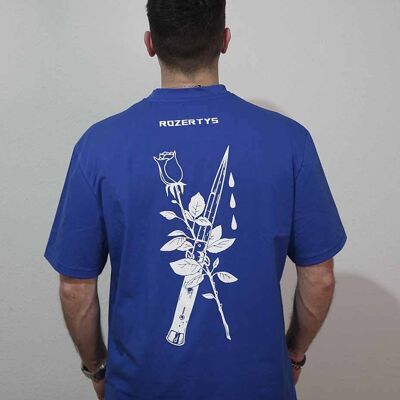 ROZERTYS EMBROIDERY BLUE OVERSIZE TEE