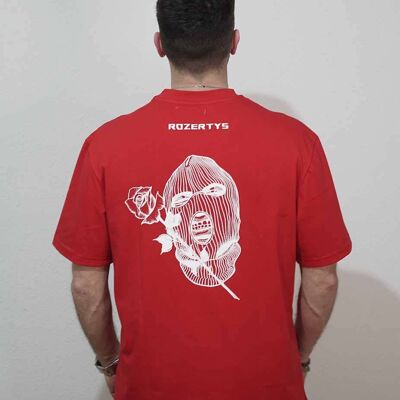 ROZERTYS EMBROIDERY RED OVERSIZE TEE