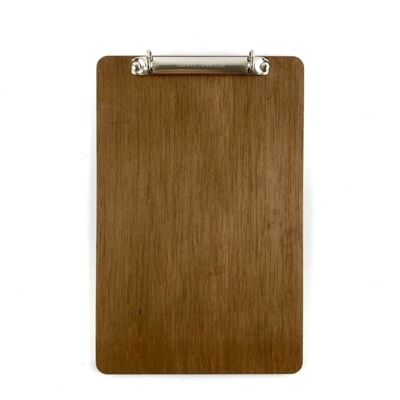 17 x 26 cm wooden menu card with round ring system at the top