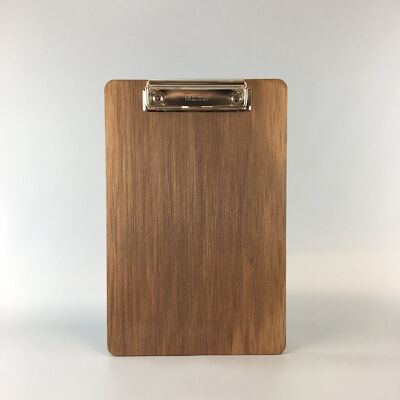 17 x 26 cm wooden menu card with flat clip system for sheets