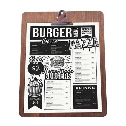 Carta menú madera con pinza 24 x 35 cm uso en restaurantes y bares