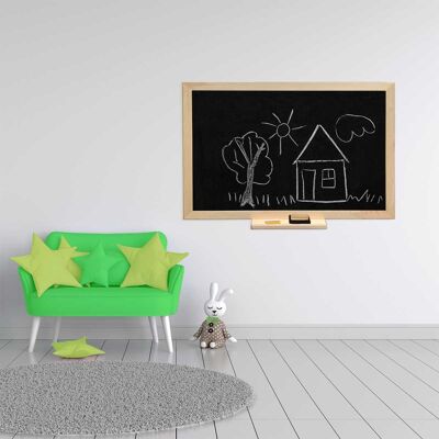 Blackboard 60 x 80 cm pine wood frame with chalk tray