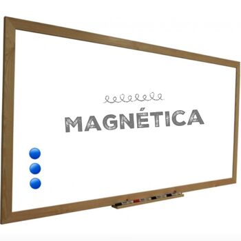 Tableau blanc magnétique 80 x 60 cm avec cadre en pin à utiliser avec des marqueurs 3