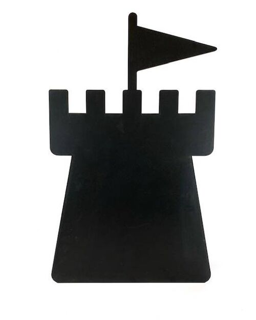 Pizarra negra de 36 x 68 cm con forma de torre de castillo