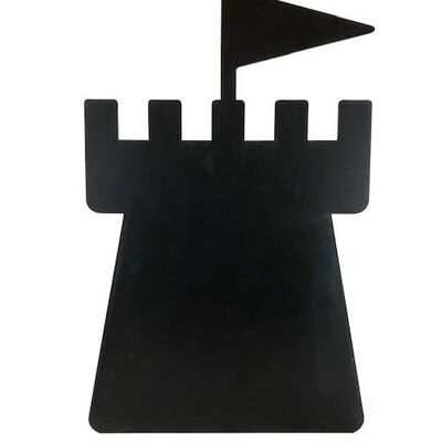 36 x 68 cm black board in the shape of a castle tower