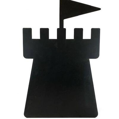 Pizarra negra de 36 x 68 cm con forma de torre de castillo