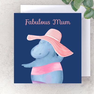 Carte fabuleuse maman hippopotame