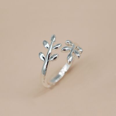 Silver Leaf Adjustable Ring