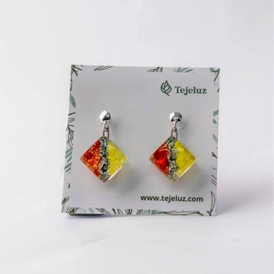 Pendientes de plata y vidrio Pasifae rojo/amarillo