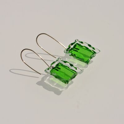 Pendientes de plata y vidrio Alcione verde