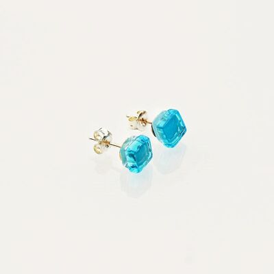 Pendientes de plata y vidrio Calipso azul celeste