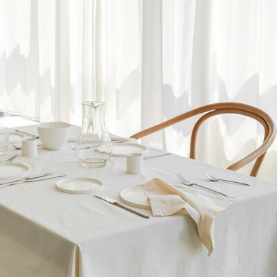 Set nappe et serviettes - coton naturel, 175x130 cm et 6x30/30 cm