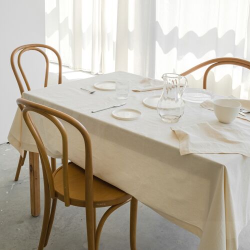 Tablecloth and napkins set - natural cotton, 130x130 cm and 4x30/30 cm