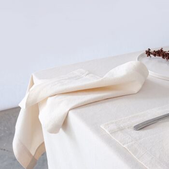 Set nappe et serviettes - coton naturel, 130x130 cm et 4x30/30 cm 4