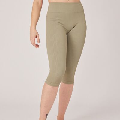 Strahlende gerippte Capri-Leggings, Seegras