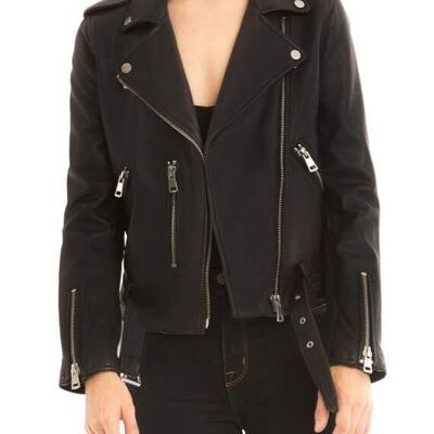 Giacca in pelle di agnello biker Abbie