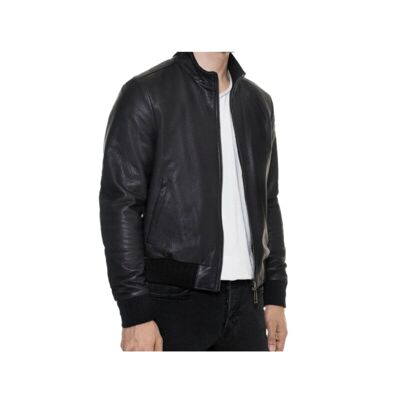 Alex  black bomber leather jacket