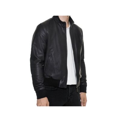 Alex black bomber leather jacket