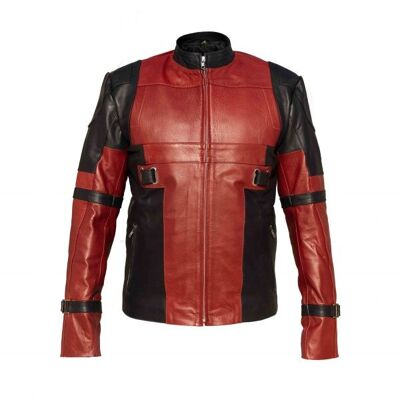DEADPOOL BLACK & RED WAXED LEATHER JACKET