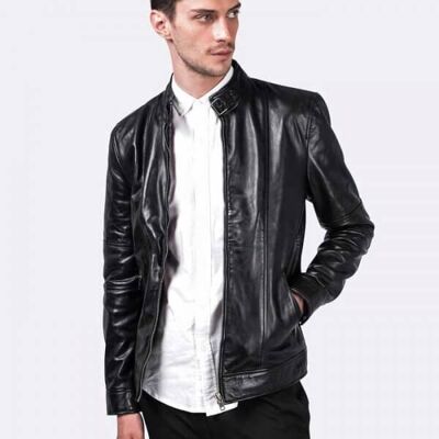 GIACCA IN PELLE NERA ROCKY