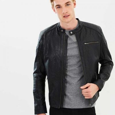 STEVEN MATT BLACK LEATHER JACKET