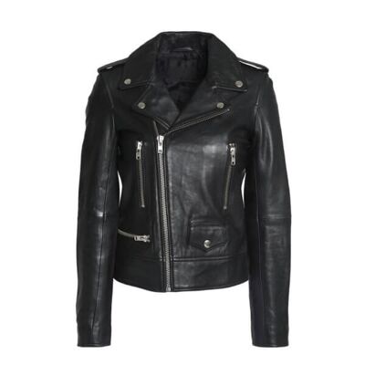 ADRIANA BLACK BIKER LEATHER JACKET