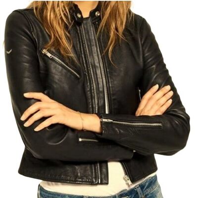 Duke Gothic Biker Leather Jacket For Women