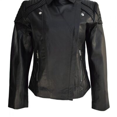 Dylan Cropped Leather Moto Jacket