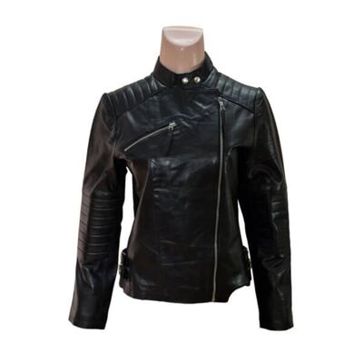Chaqueta con cremallera frontal Chaqueta de cuero