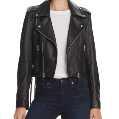 Harlow Lace Up Moto Real Leather Jacket