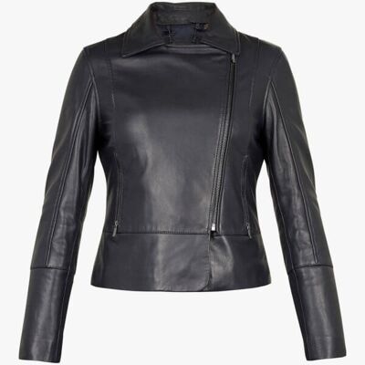 Véritable veste en cuir de motard pour femme